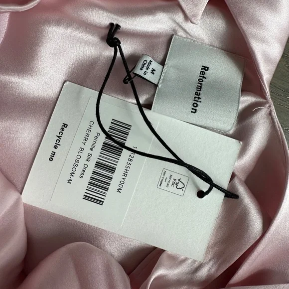 Reformation Pernille Silk Maxi Dress Tie Cherry Blossom Baby Pink MEDIUM - Picture 4 of 12